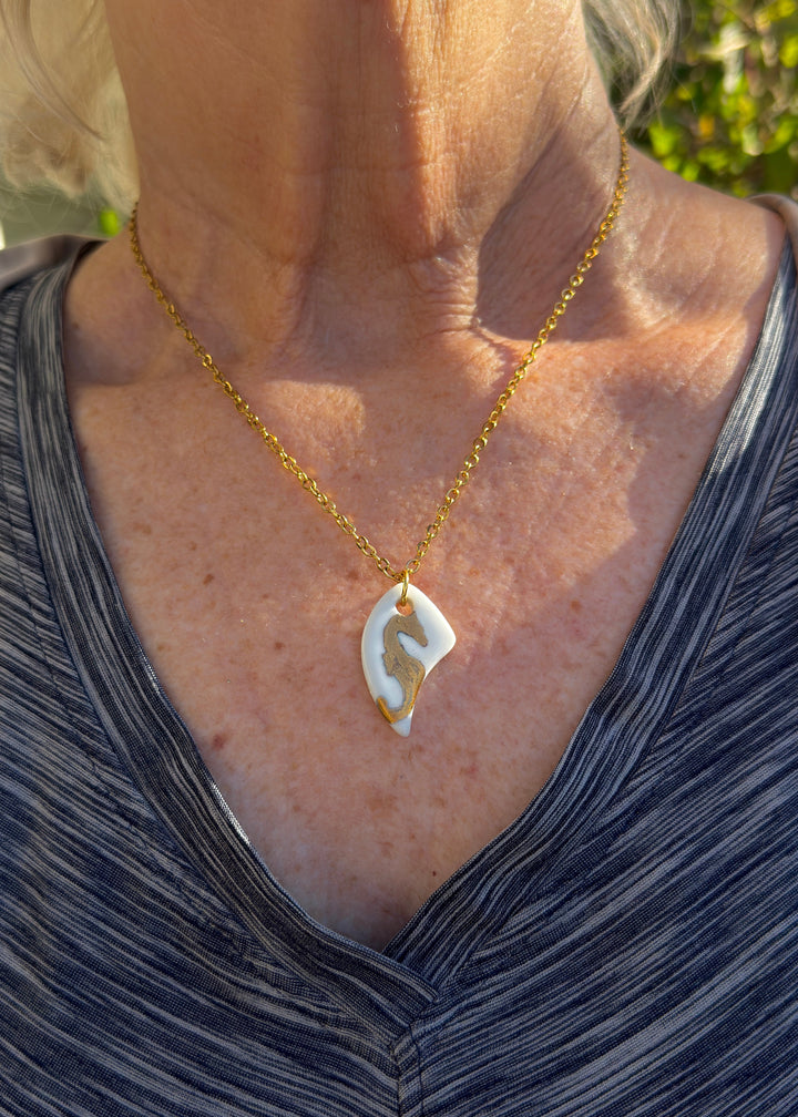 Seahorse Porcelain Pendant Necklace
