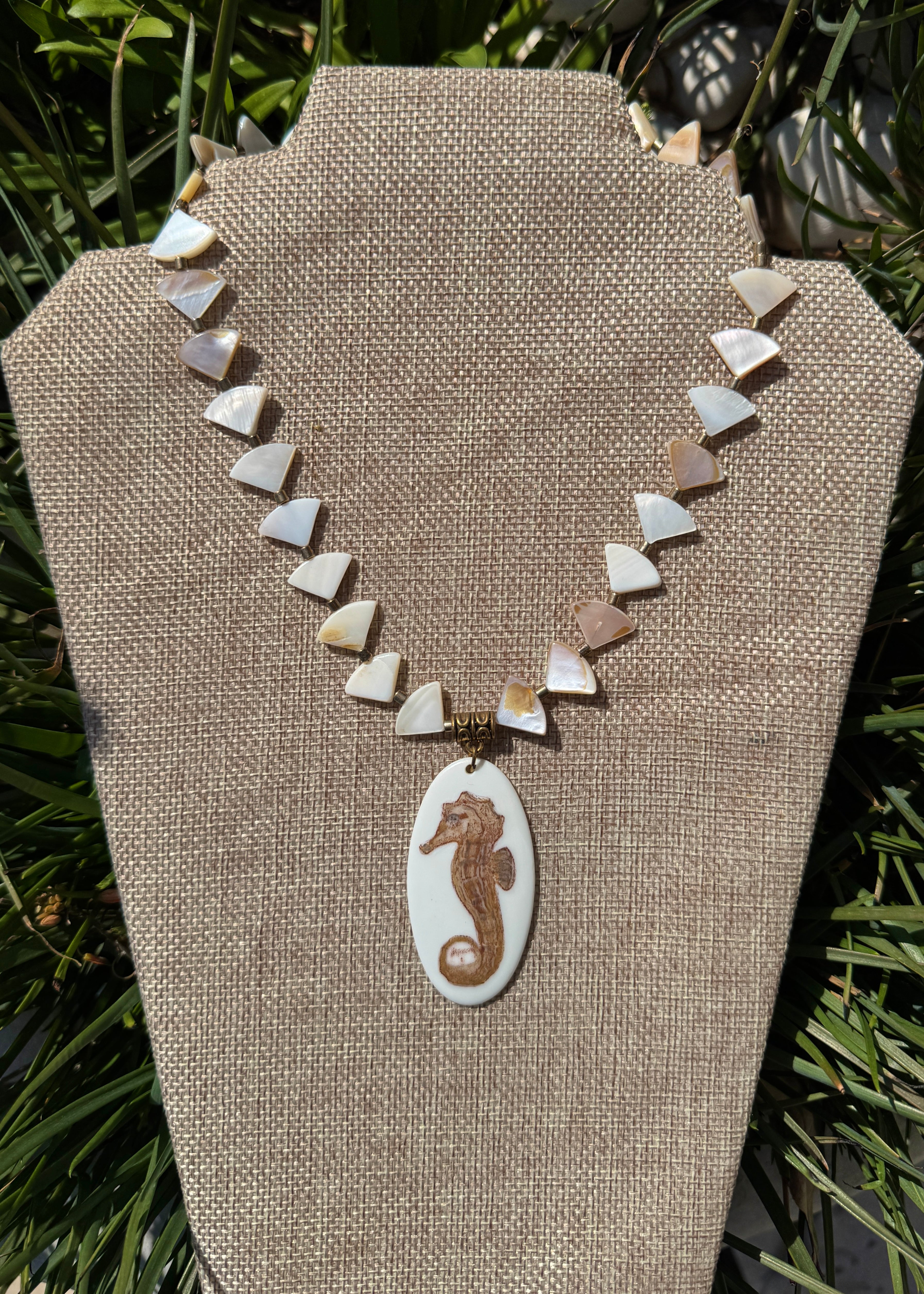 Seahorse Pendant Necklace Beach Lover Jewelry Silver Beaded