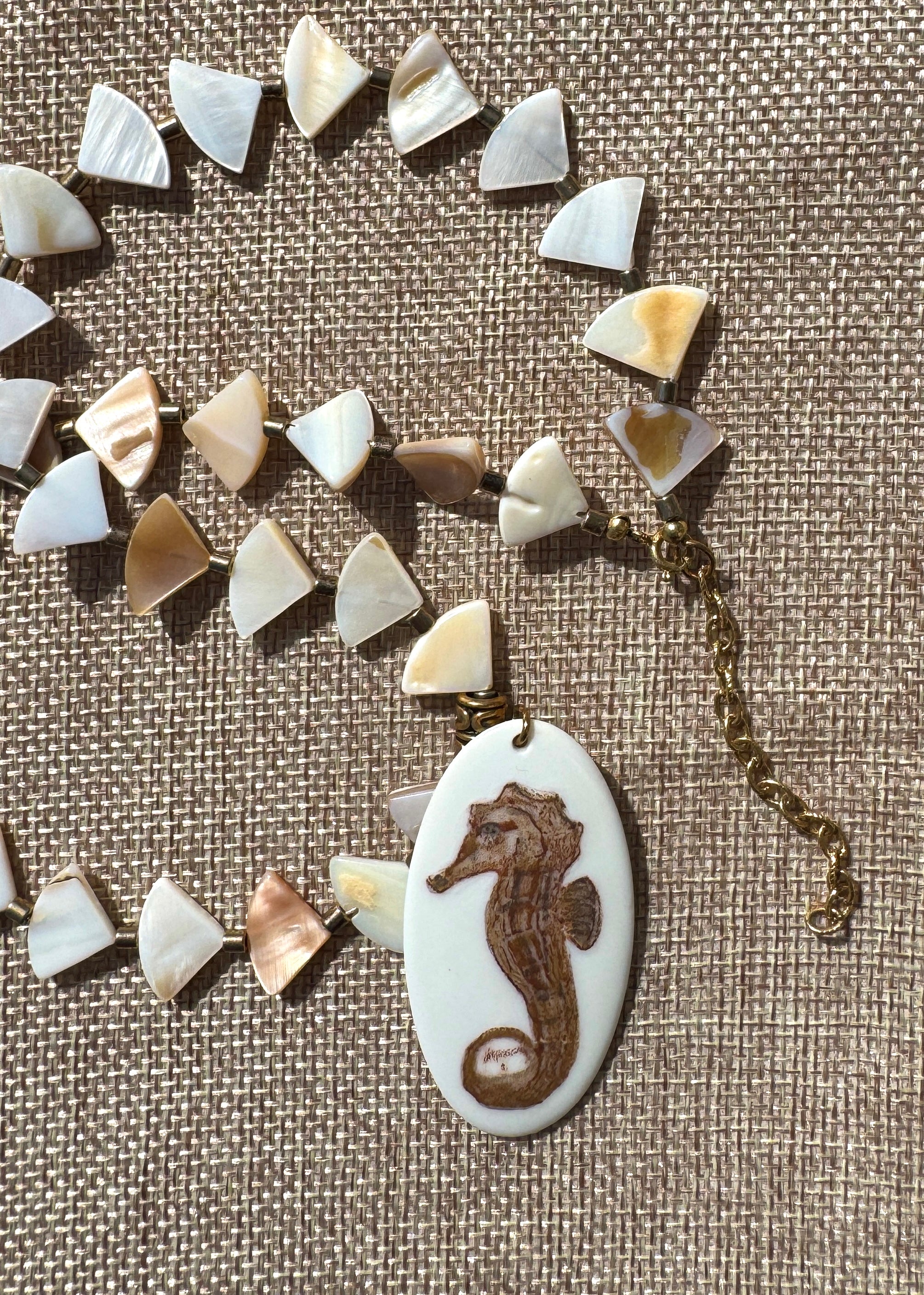 Seahorse Pendant Necklace Beach Lover Jewelry Silver Beaded