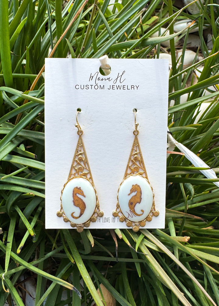 Gold Seahorse Earrings