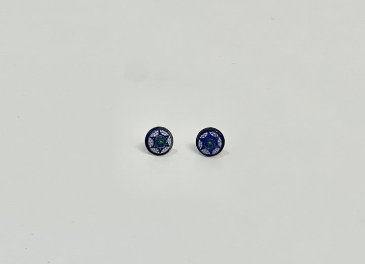 Mini Mosaic Stud Earrings (Blue)