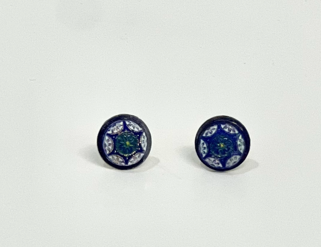 Mini Mosaic Stud Earrings (Blue)