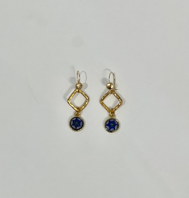 Mini Mosaic Dangling Earrings (Blue)