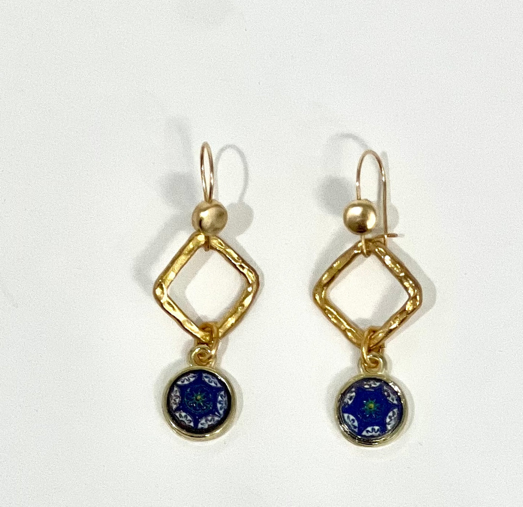 Mini Mosaic Dangling Earrings (Blue)