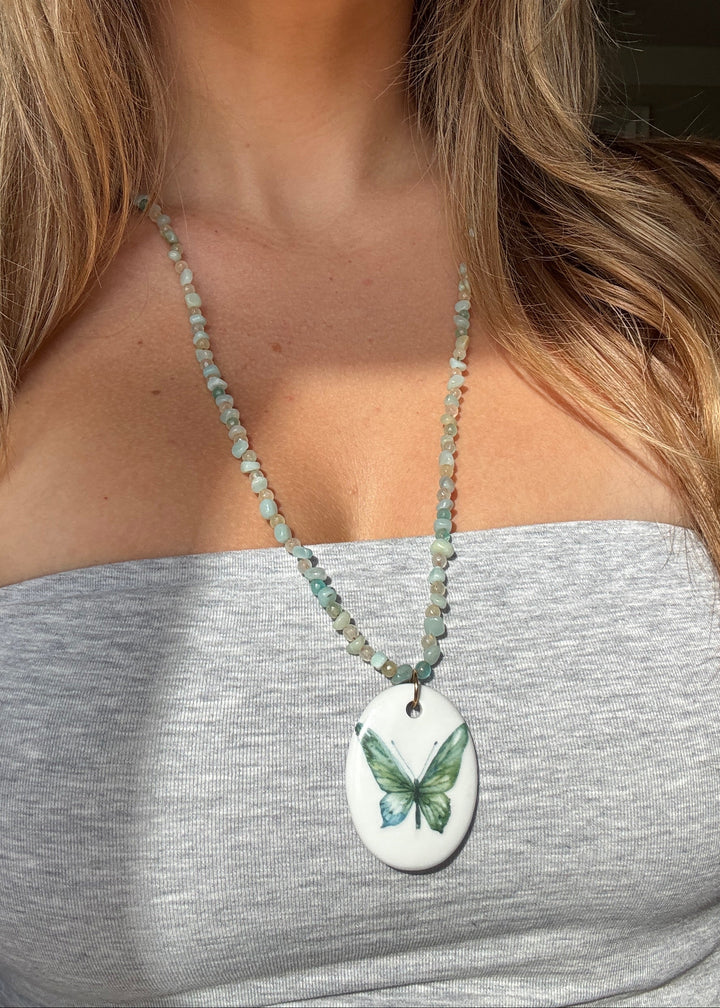 Butterfly Porcelain Beaded Necklace