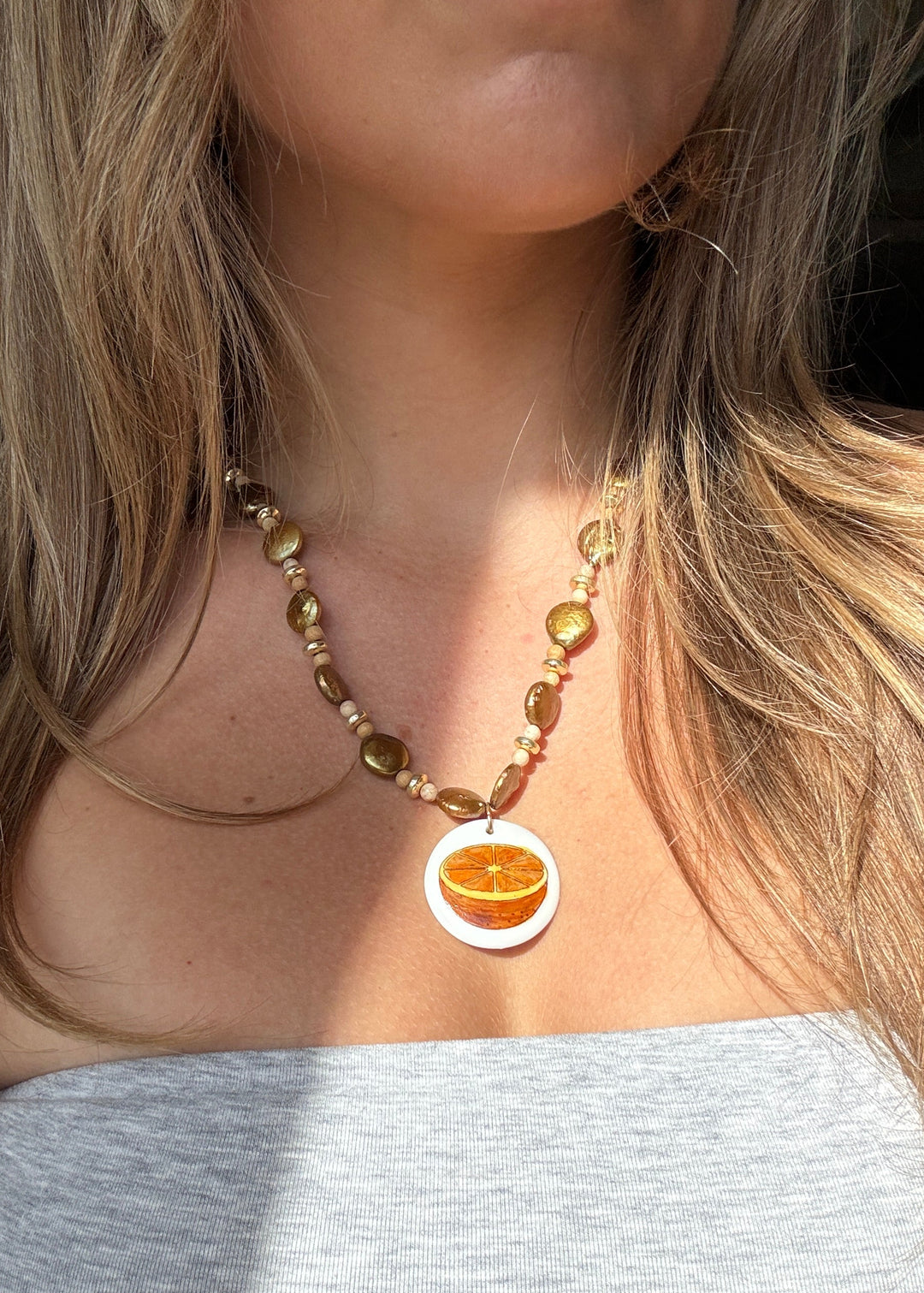 Orange Slice Porcelain Necklace