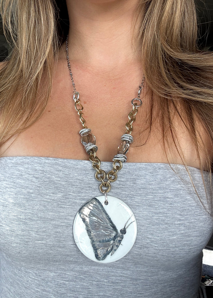 Butterfly Porcelain Pendant Necklace