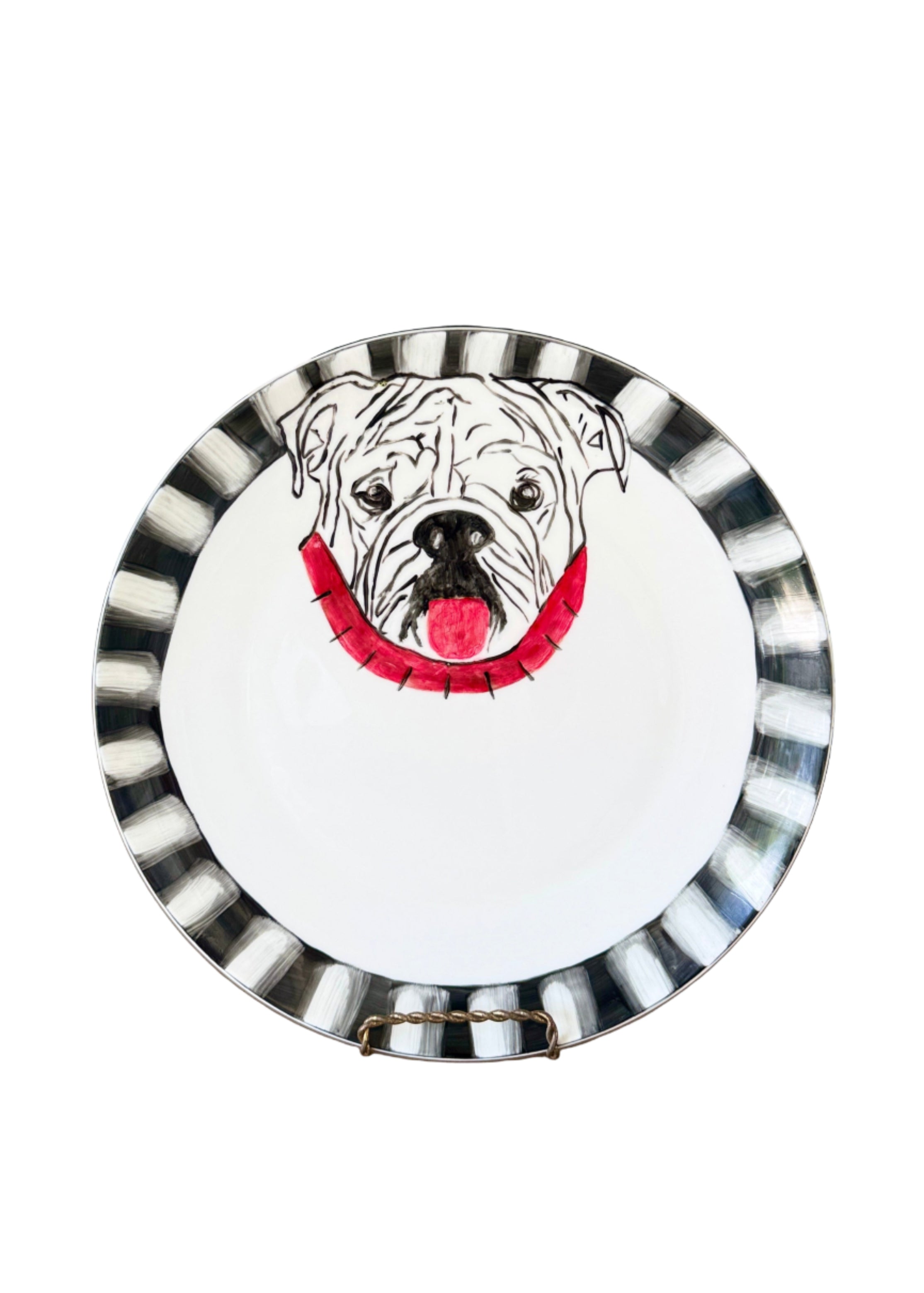Hand-Painted Bulldog Porcelain Serving Platter