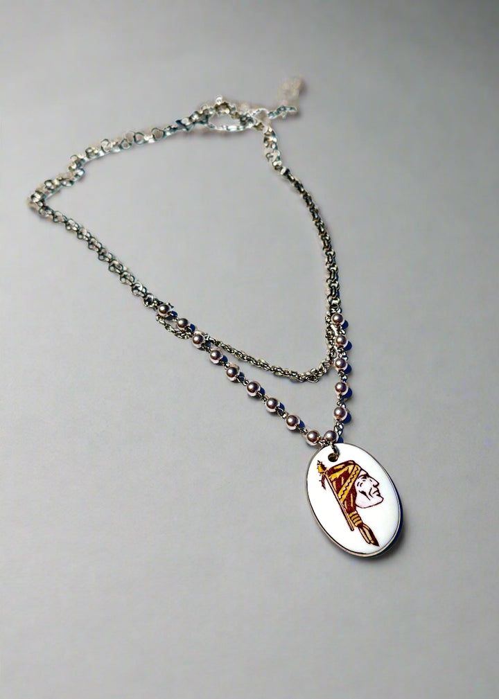 FSU Seminole Double Chain Silver Gameday Necklace
