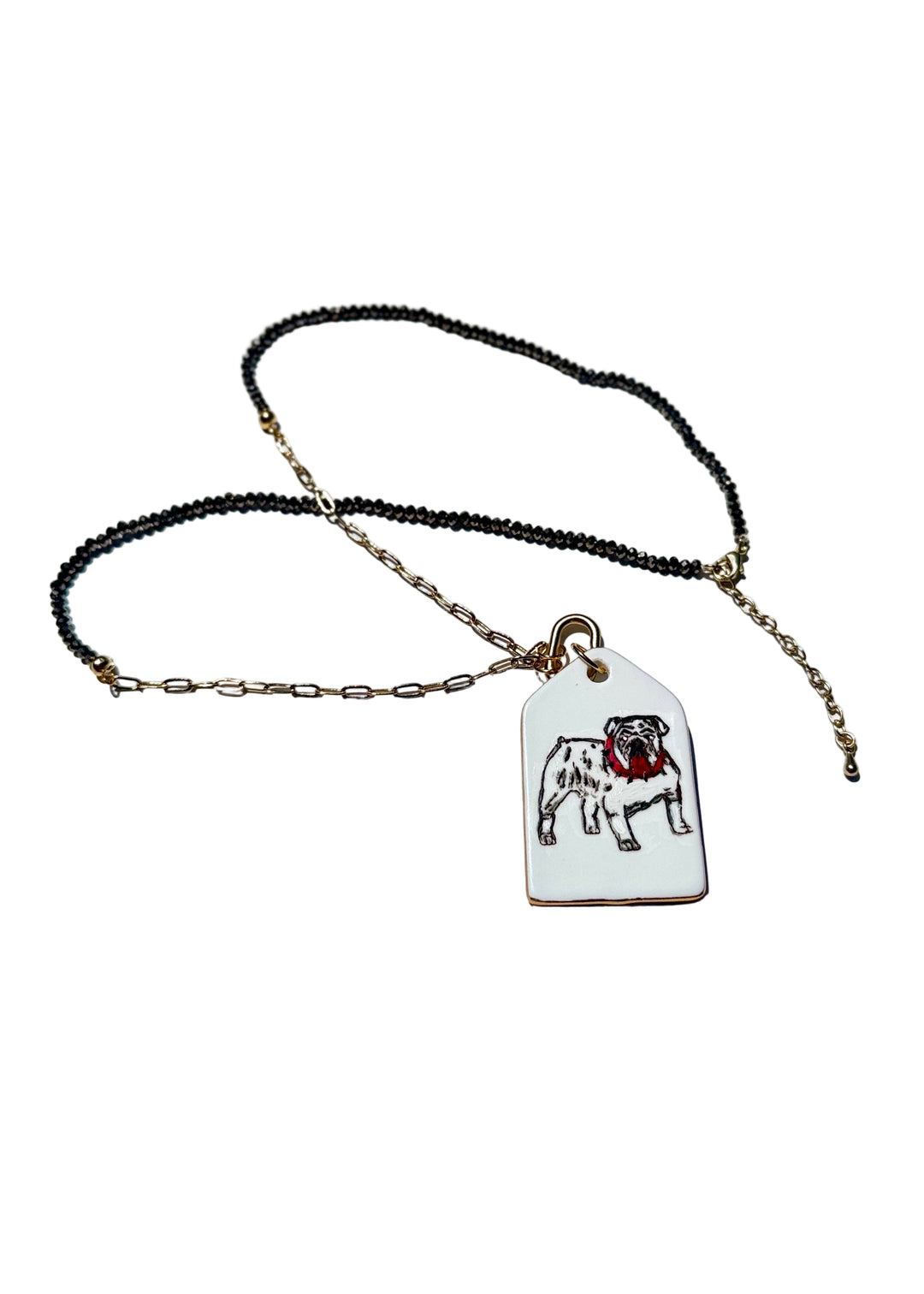 Georgia Bulldog Porcelain Tag Gameday Necklace