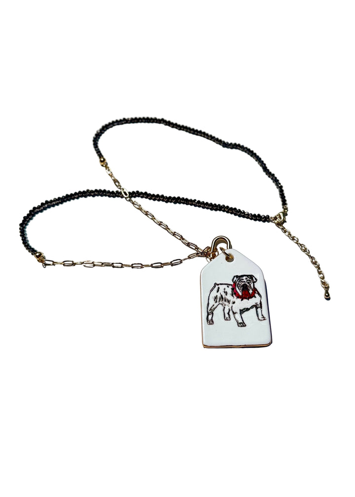 Georgia Bulldog Porcelain Tag Gameday Necklace