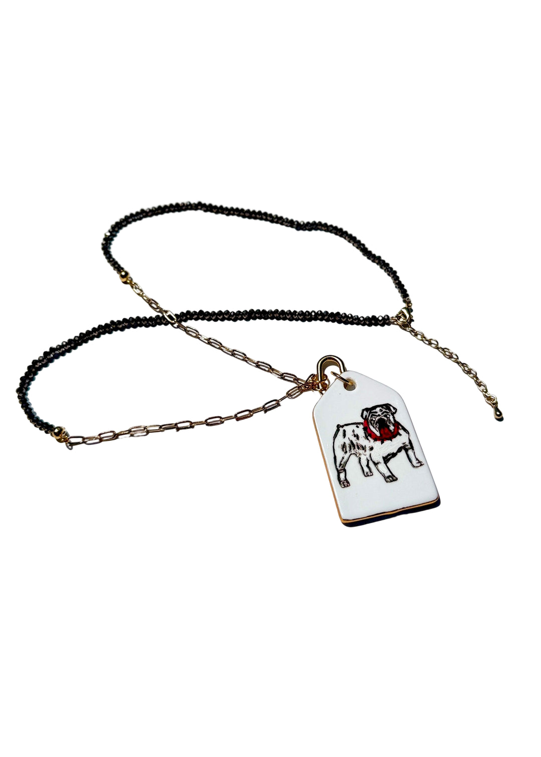 Georgia Bulldog Porcelain Tag Gameday Necklace