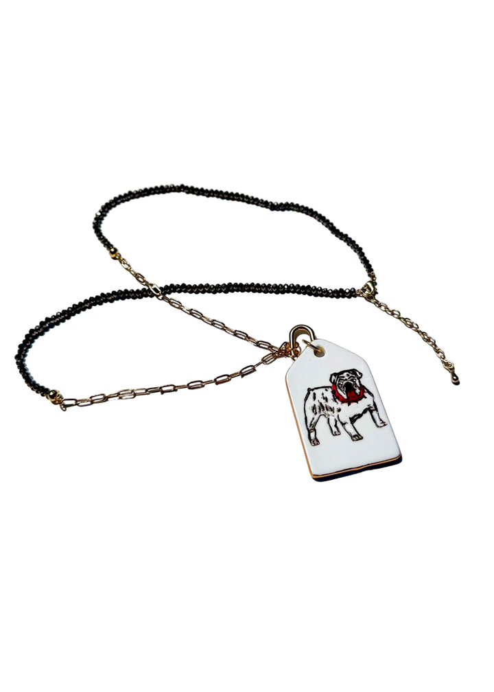 Georgia Bulldog Porcelain Tag Gameday Necklace