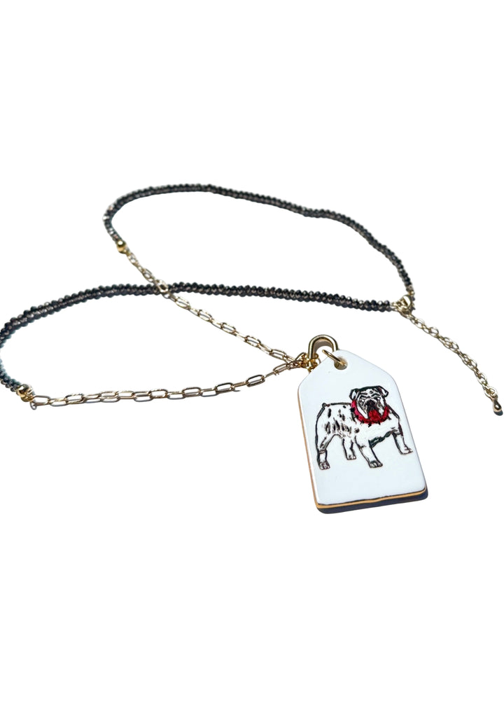 Georgia Bulldog Porcelain Tag Gameday Necklace