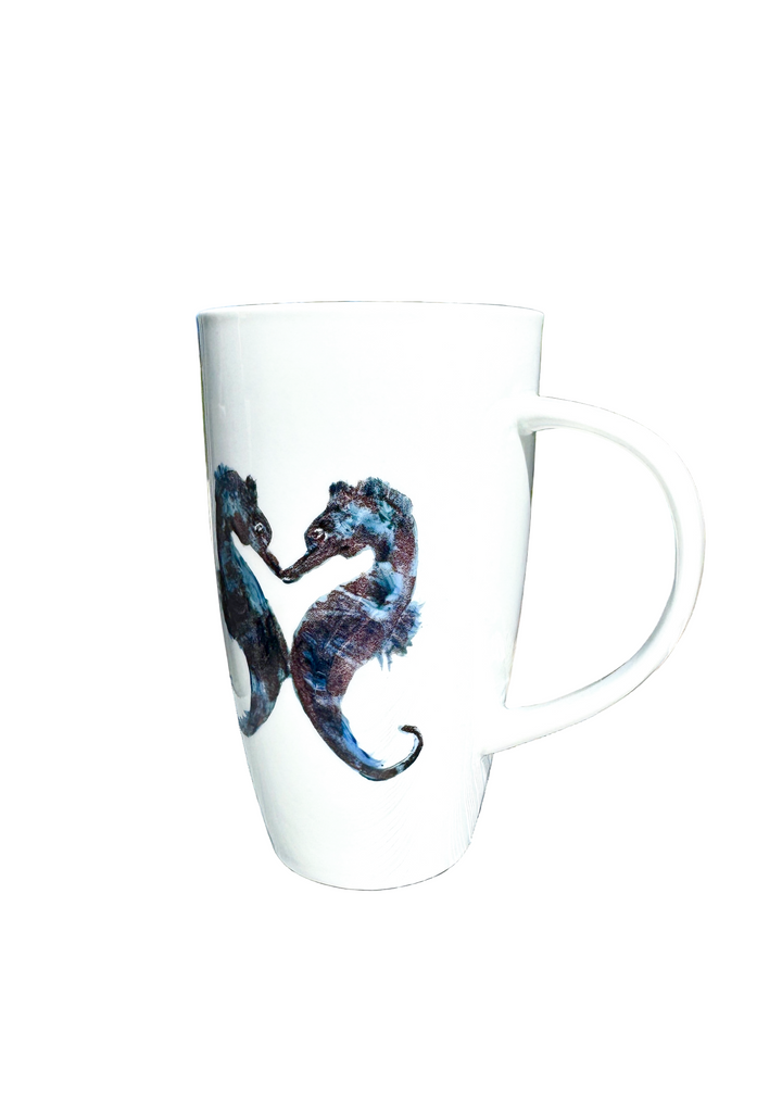 Coastal Seahorses Mug in Midnight Blue
