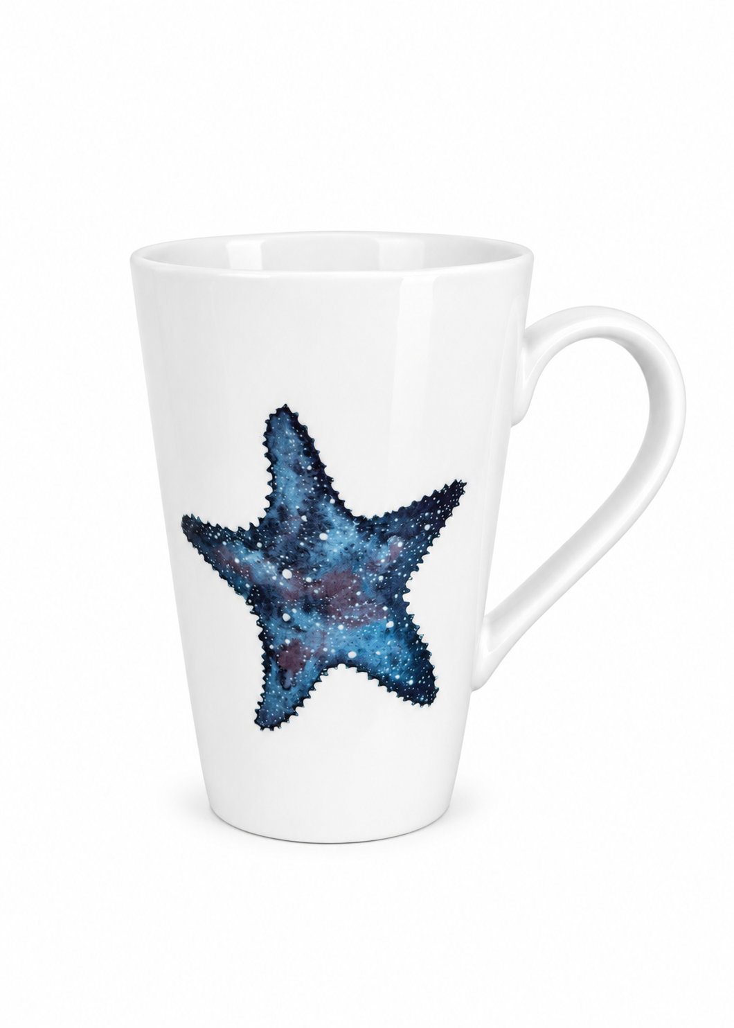 Hand-Painted Coastal Blue Navy Starfish Porcelain Coffee Mug