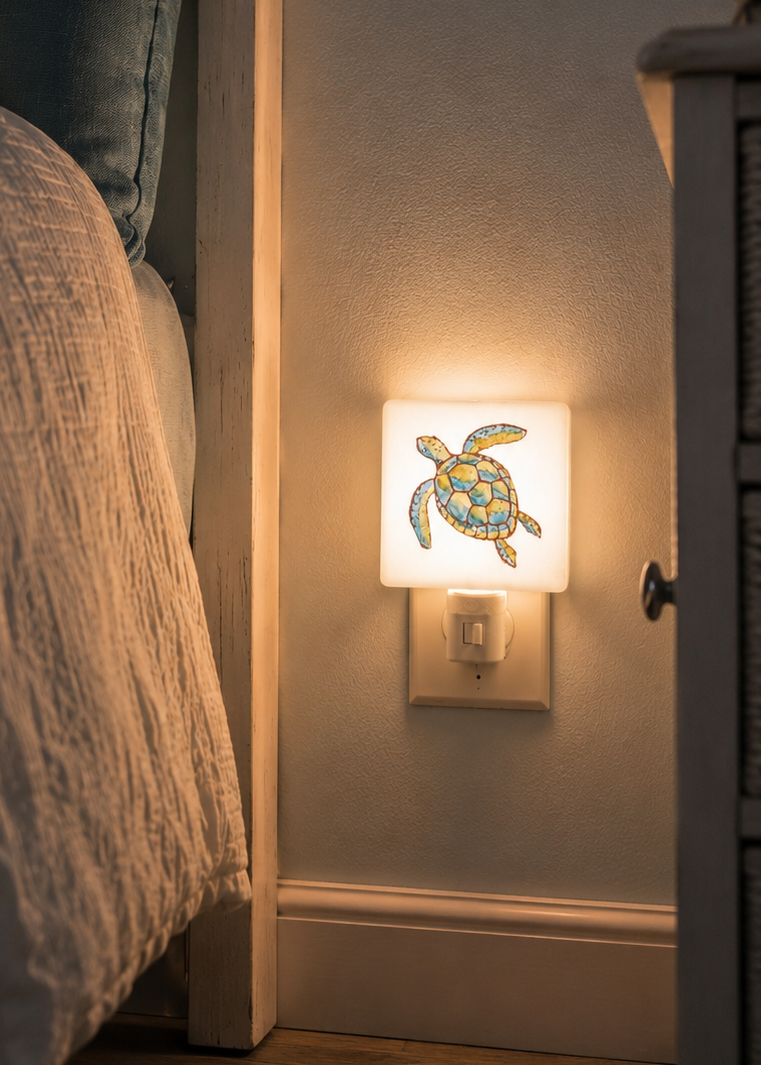 Coastal Sea Turtle Porcelain Nightlight