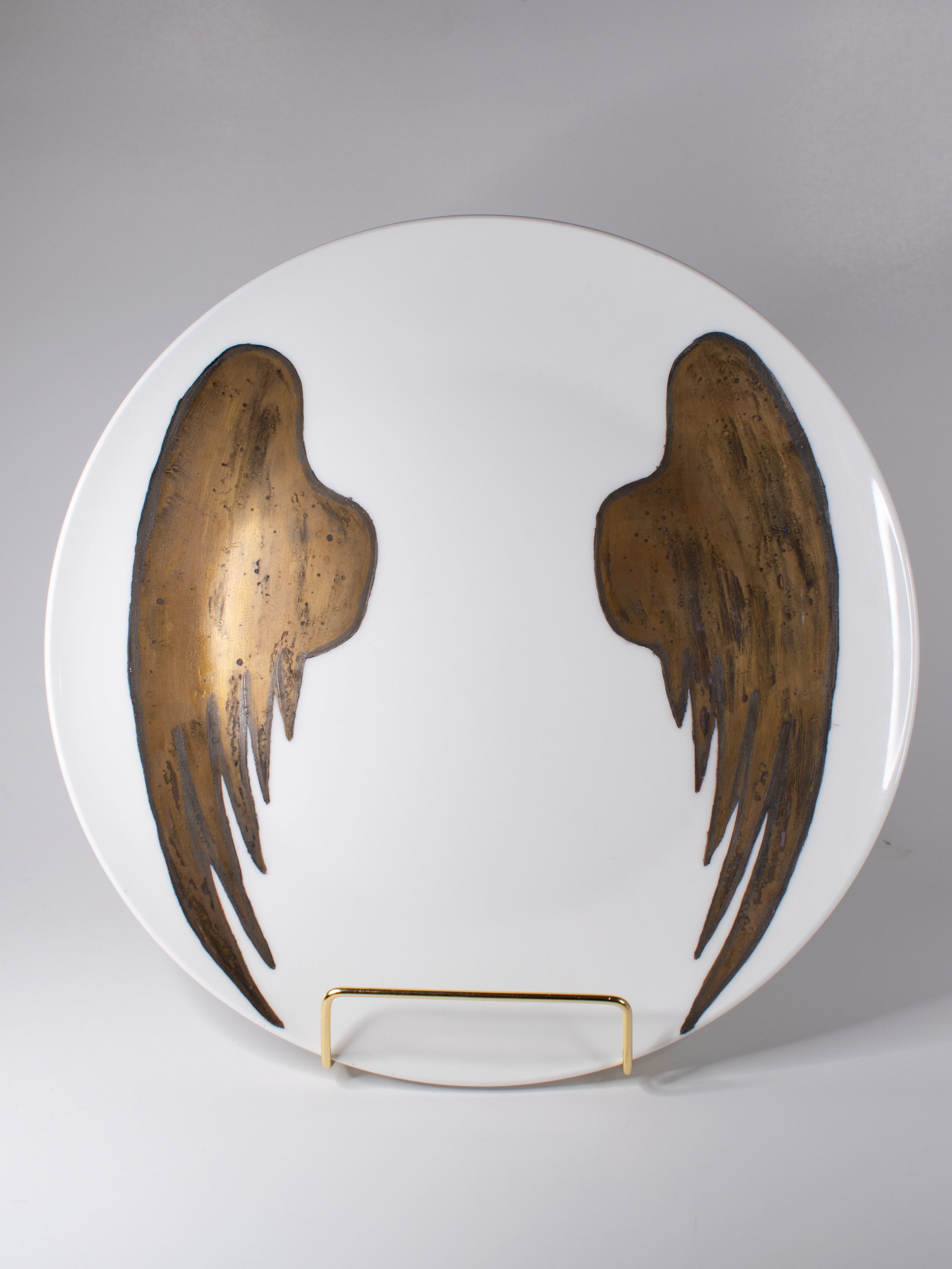 Gold Angel Wing White Porcelain Platter