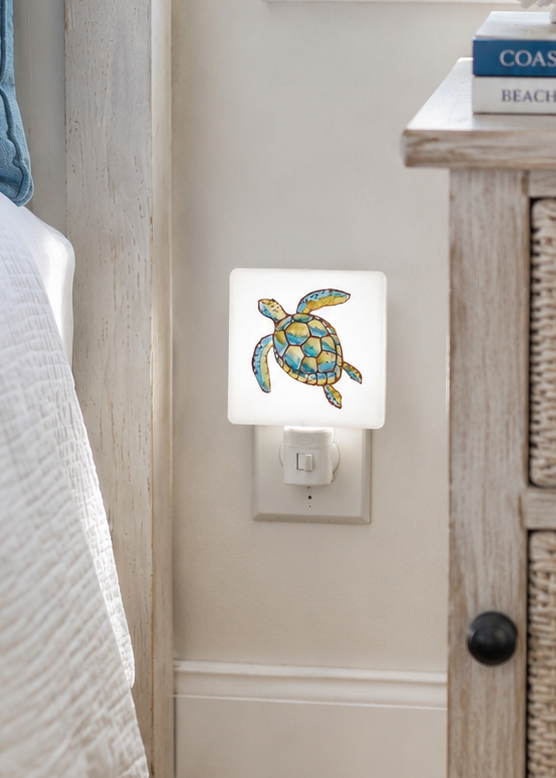 Coastal Sea Turtle Porcelain Nightlight