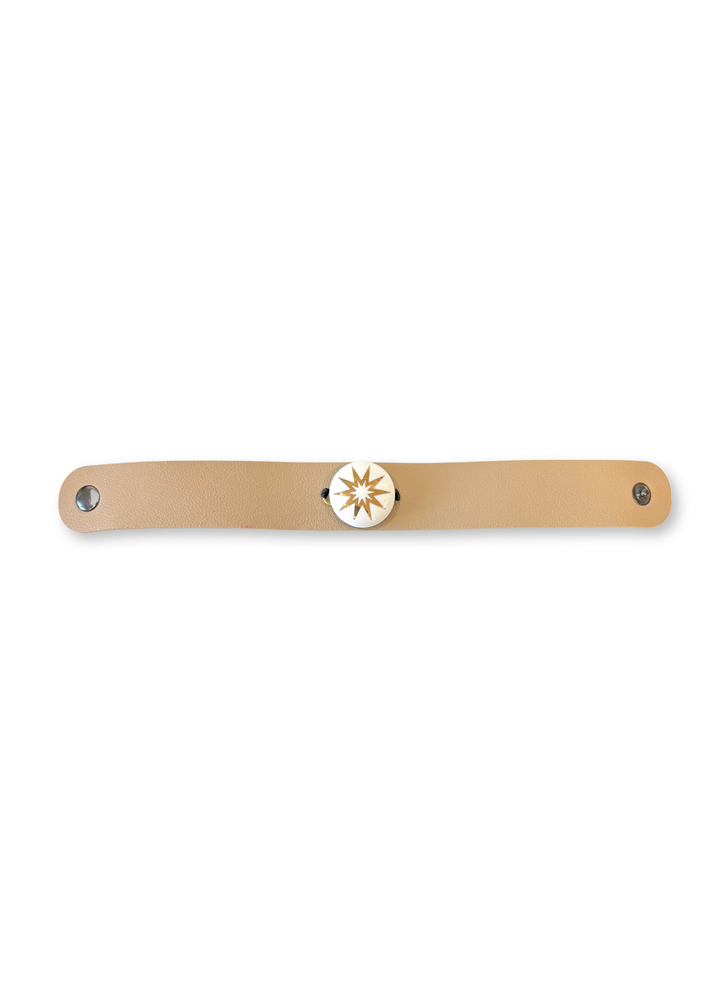 Gold Star Leather Wrap Bracelet