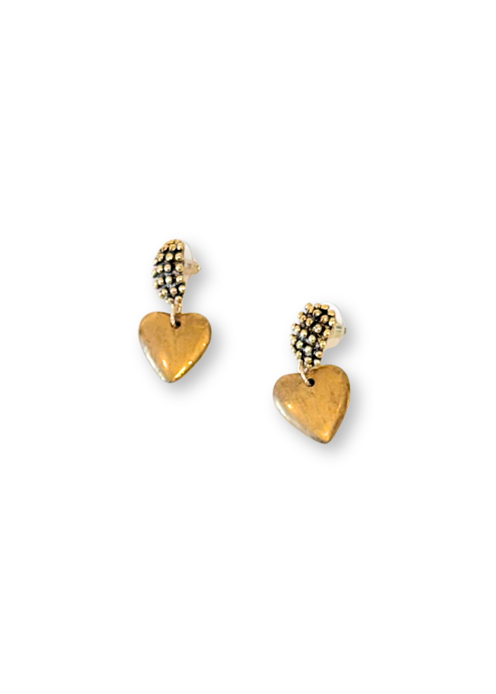 Gold Heart Stud Earrings