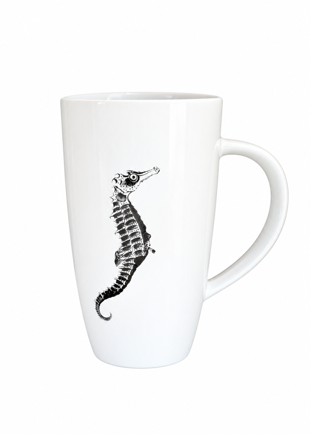 Hand-Painted Seahorse Porcelain Latte Mug
