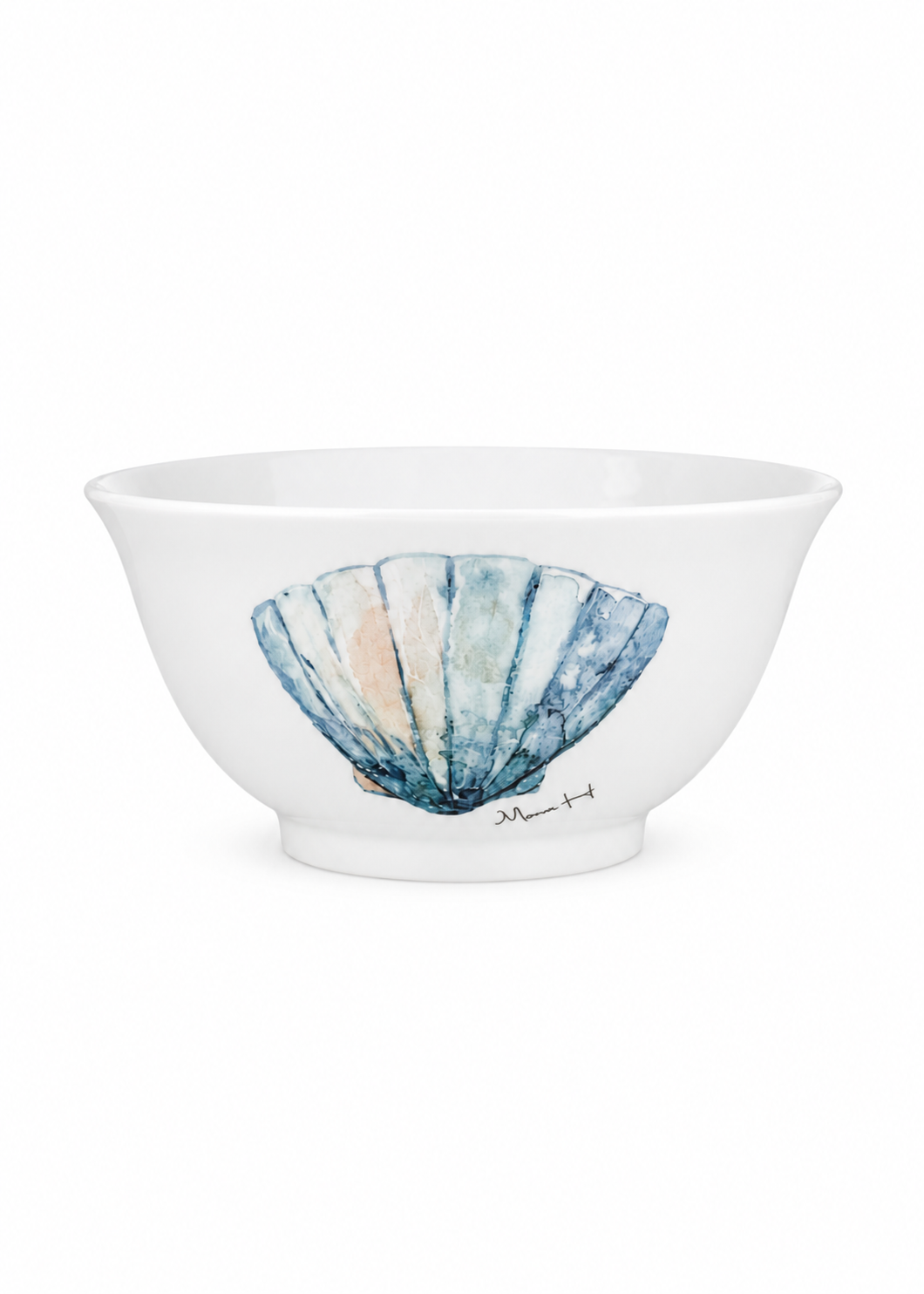 Hand-Painted Coastal Seashell Porcelain Bowl