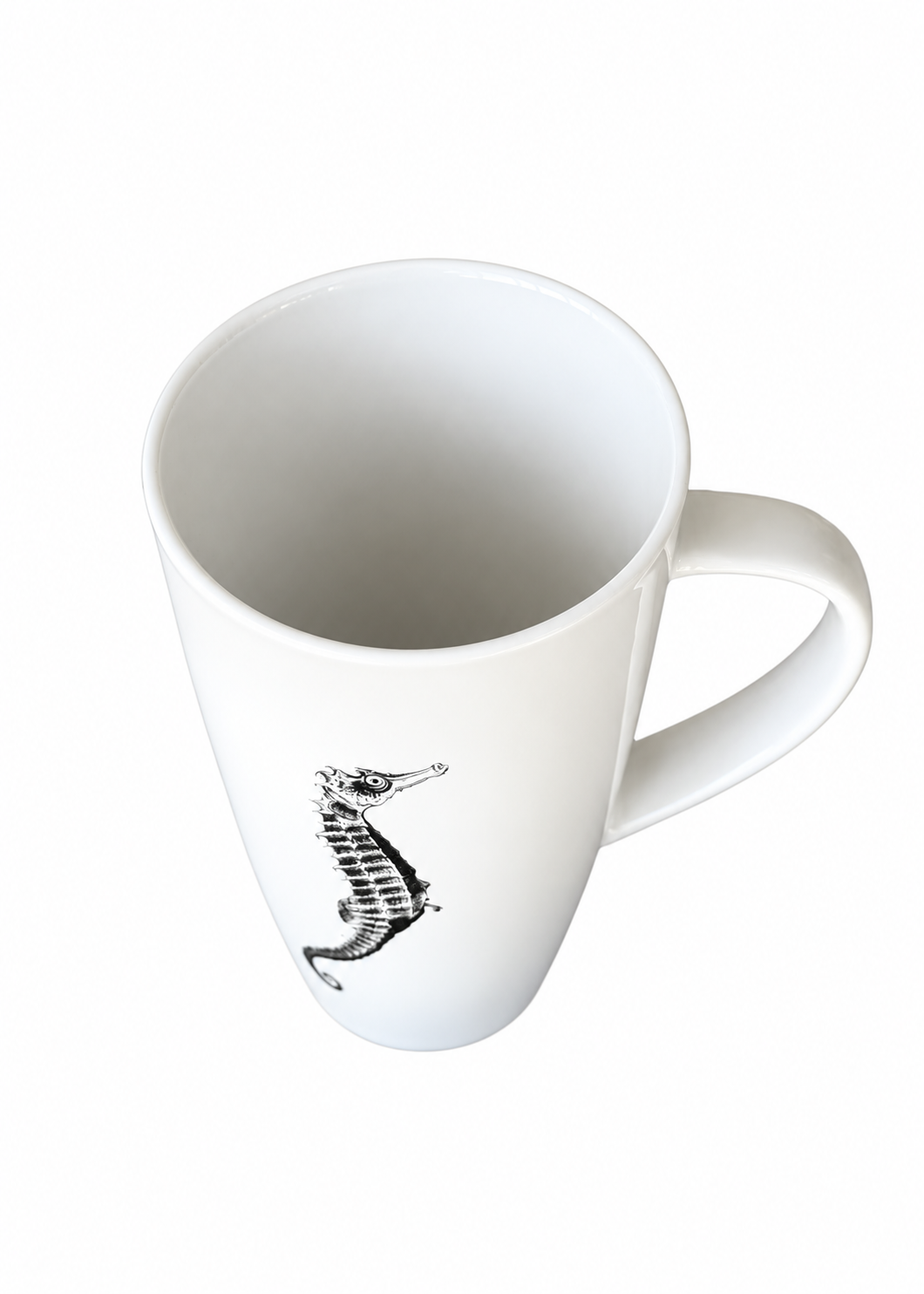 Hand-Painted Seahorse Porcelain Latte Mug