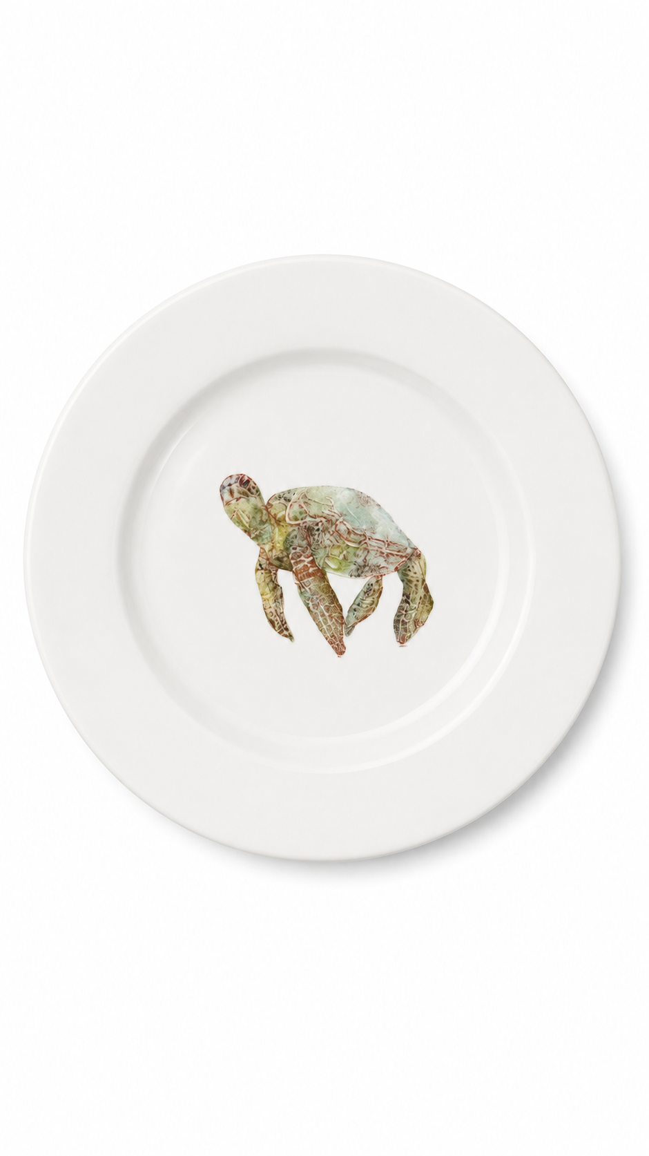 Hand-Painted Sea Turtle Porcelain Appetizer Plates – Set of 4