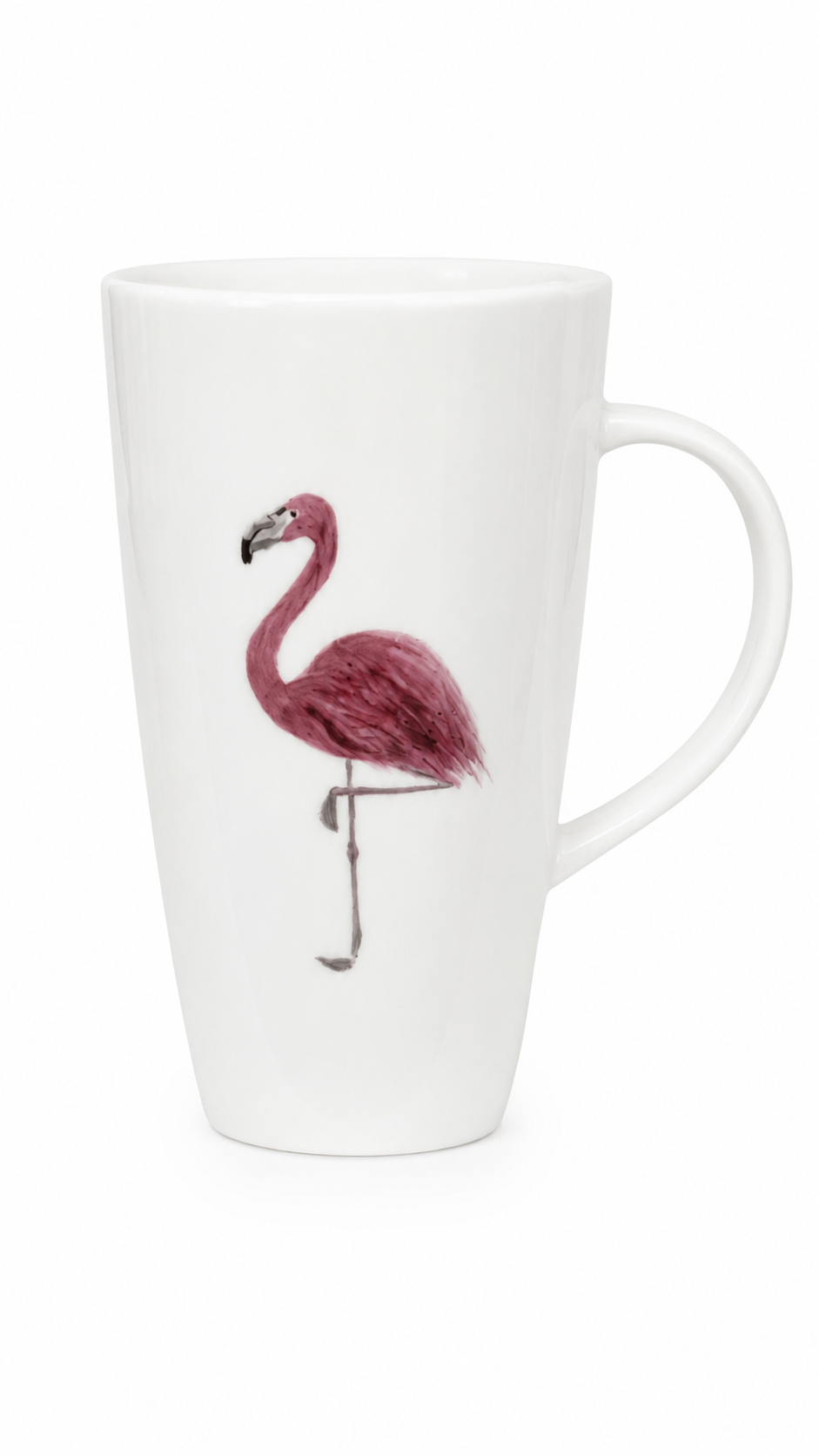 Hand-Painted Flamingo Porcelain Latte Mug – Coastal Coffee Cup