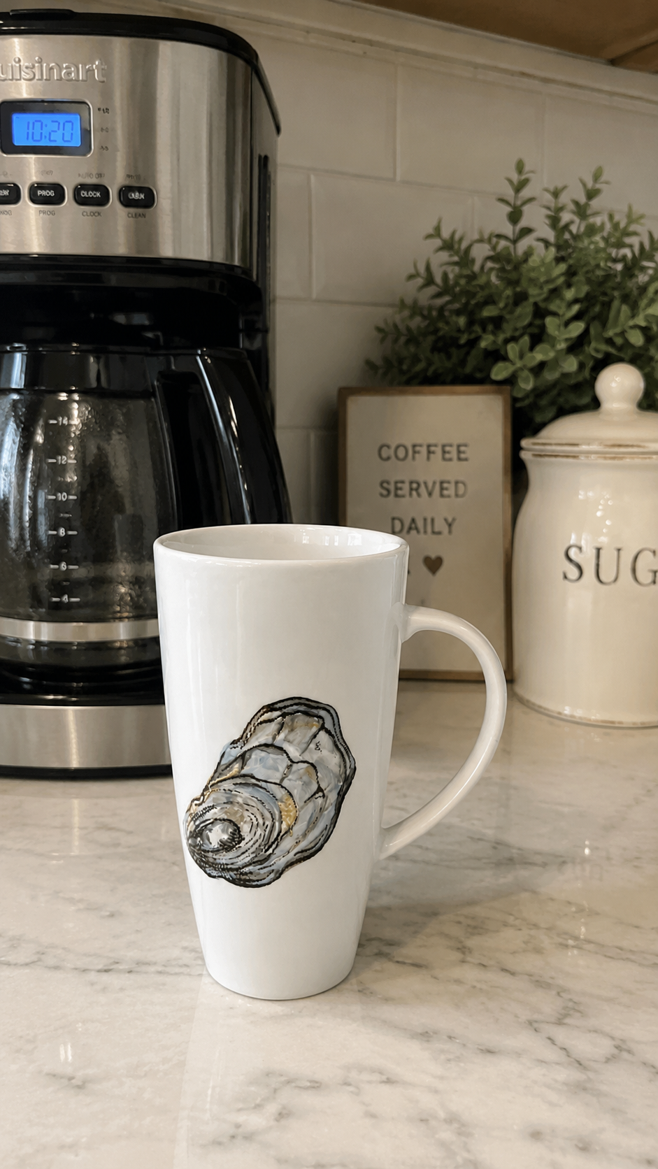 Hand-Painted Oyster Porcelain Mug