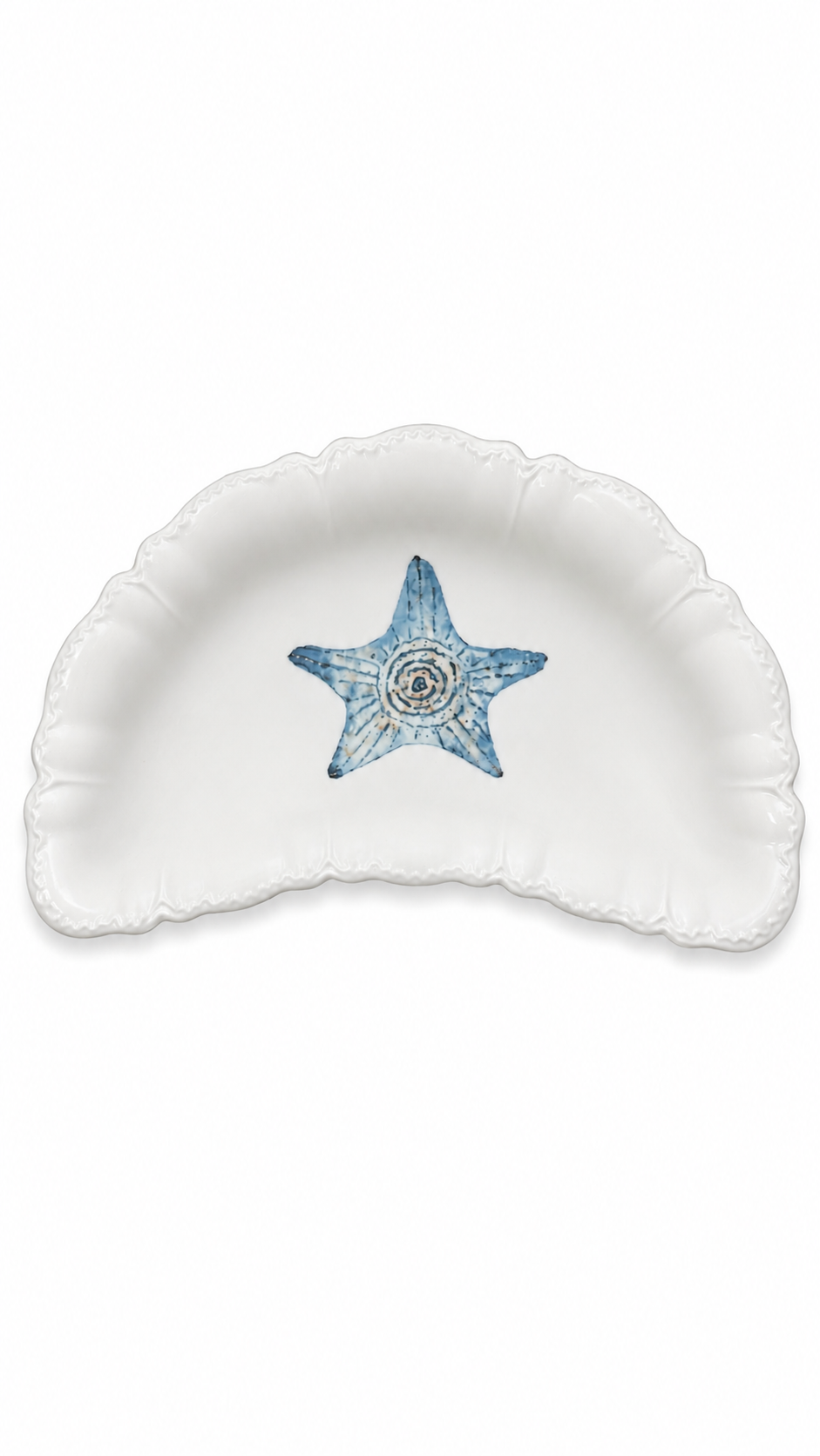 Hand-Painted Blue Starfish Porcelain Ring Dish