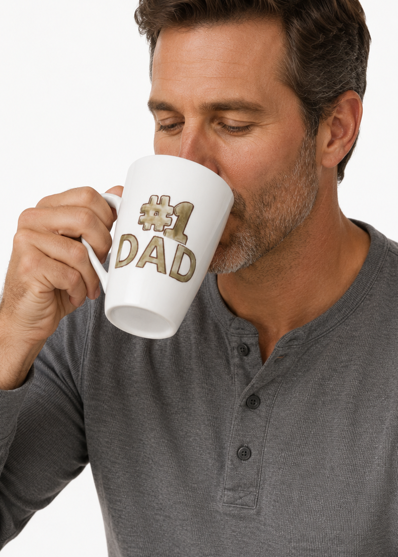#1 Dad Hand-Painted Porcelain Mug