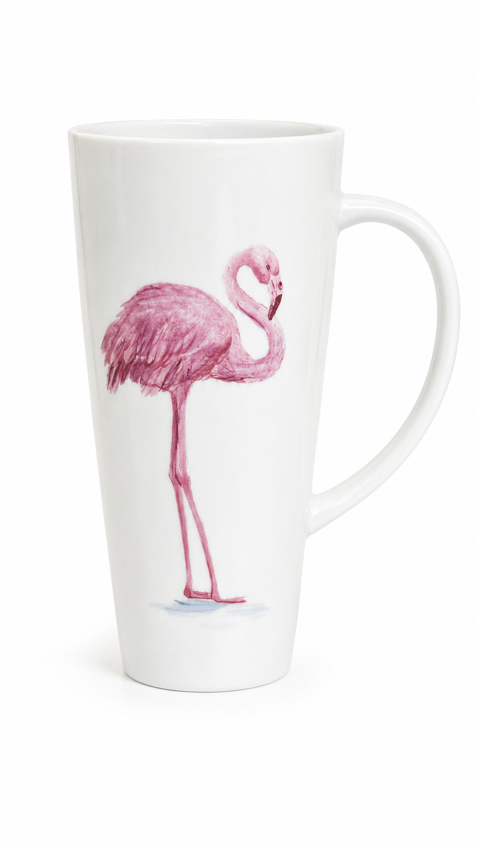 Hand-Painted Pink Flamingo Porcelain Coffee Mug