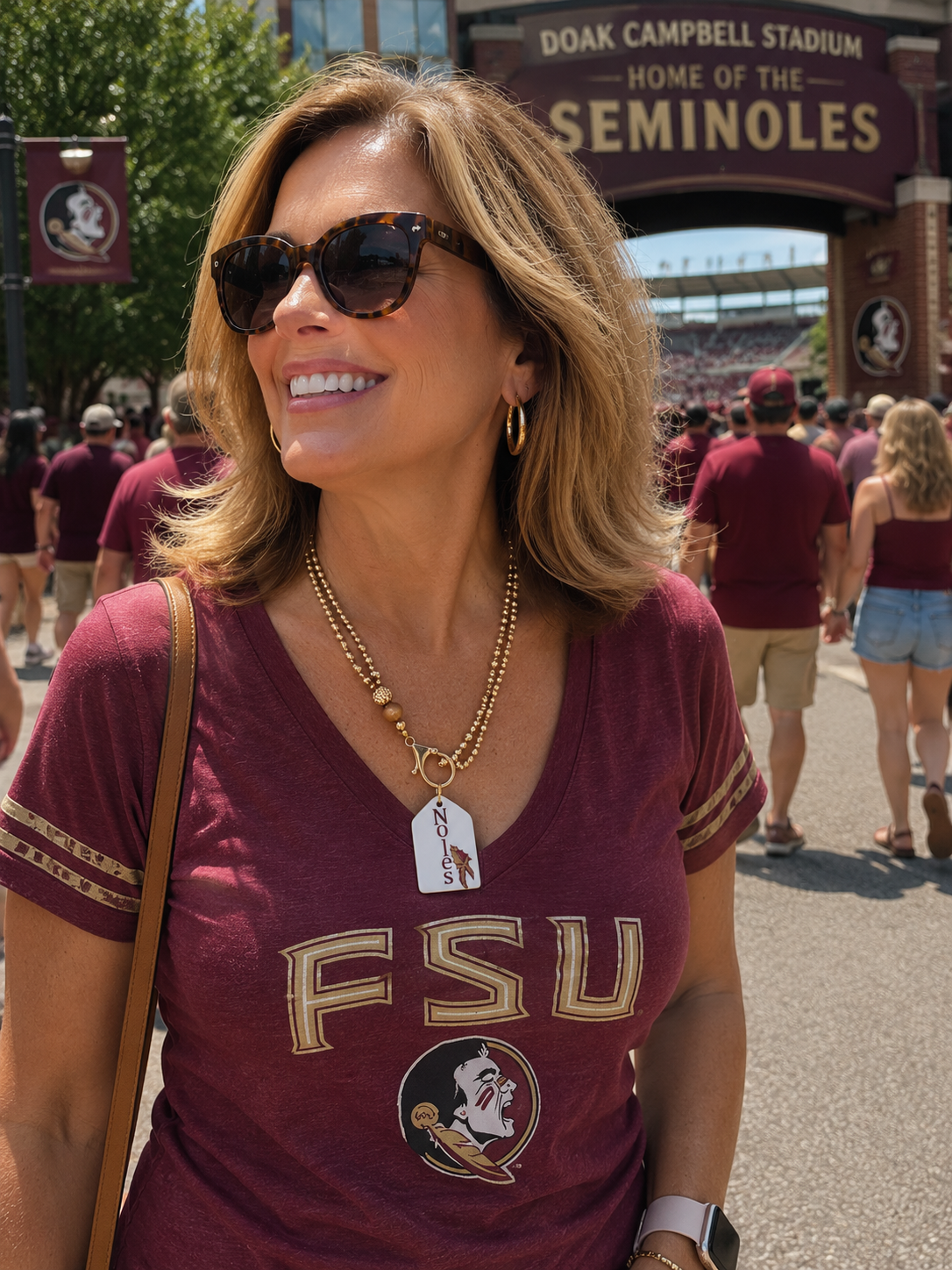 Noles Hand-Painted Porcelain Tag Necklace – Elegant Game Day Statement