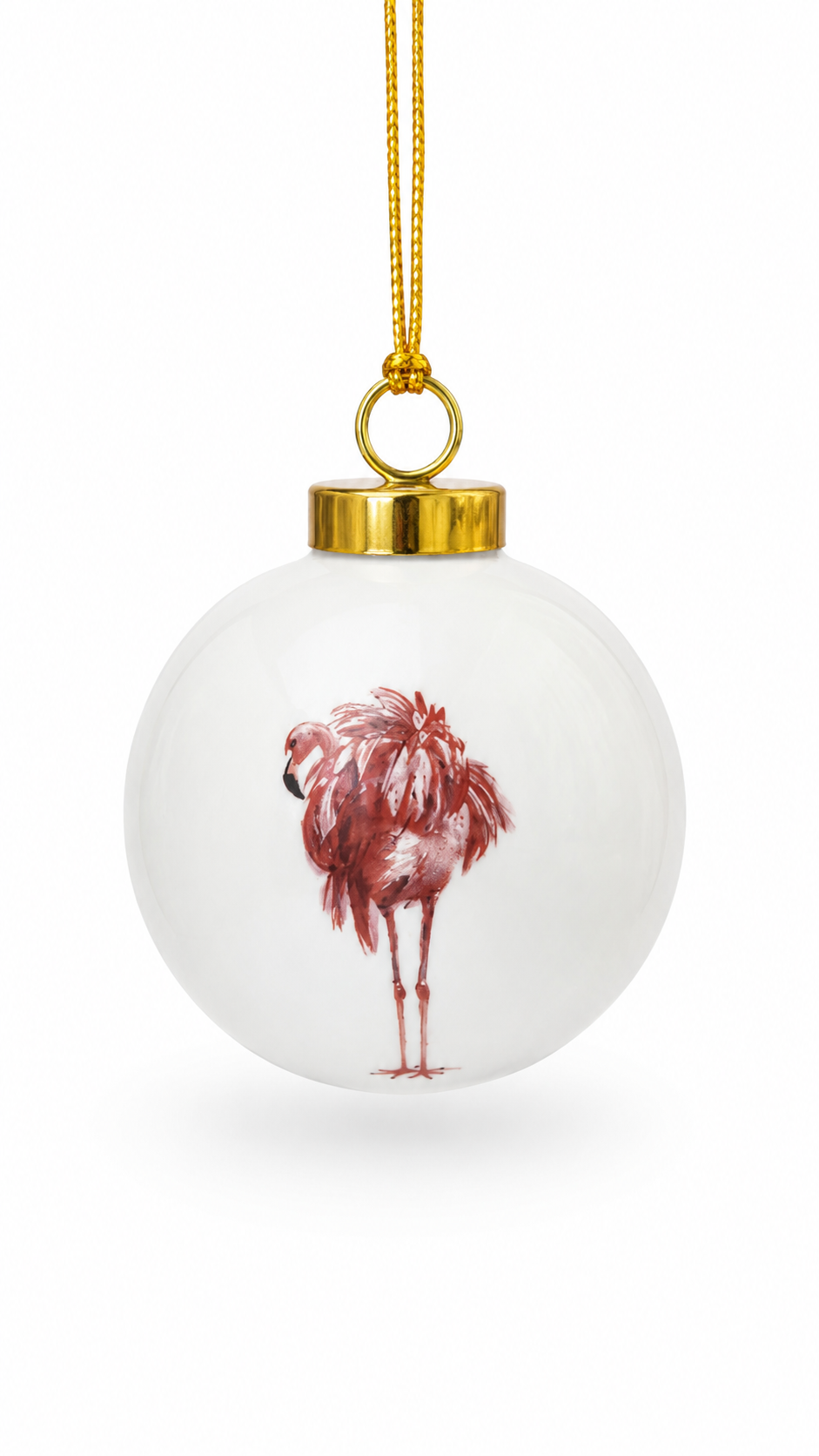 Coastal Flamingo Porcelain Christmas Ornament
