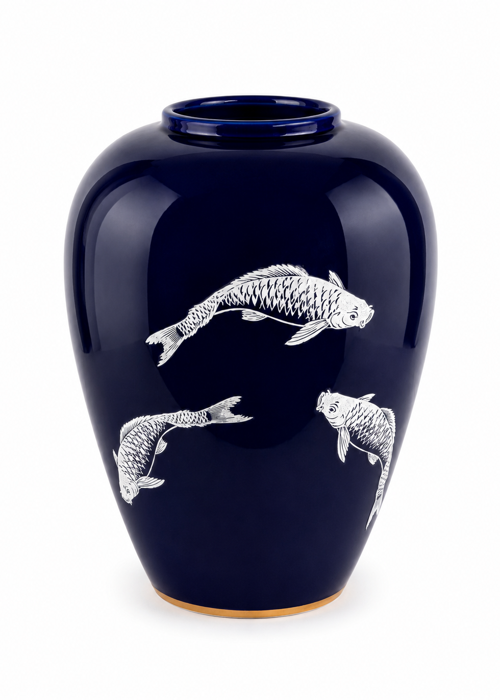 Blue Koi Porcelain Vase | Elegant Coastal Ceramic Flower Vase
