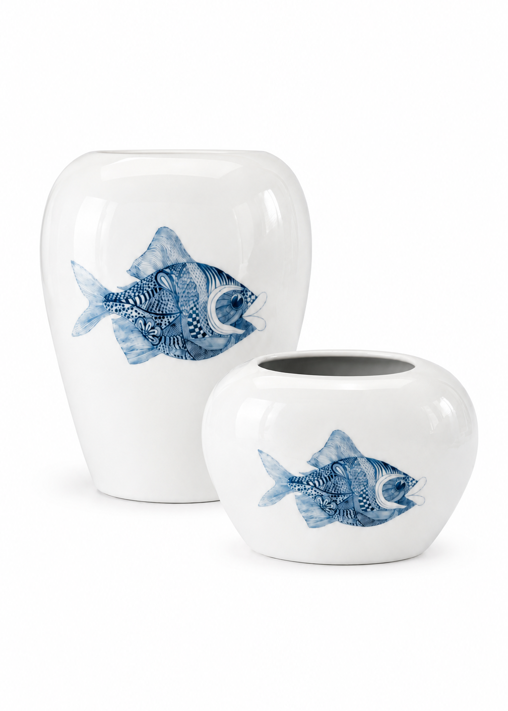Coastal Fish Porcelain Vase