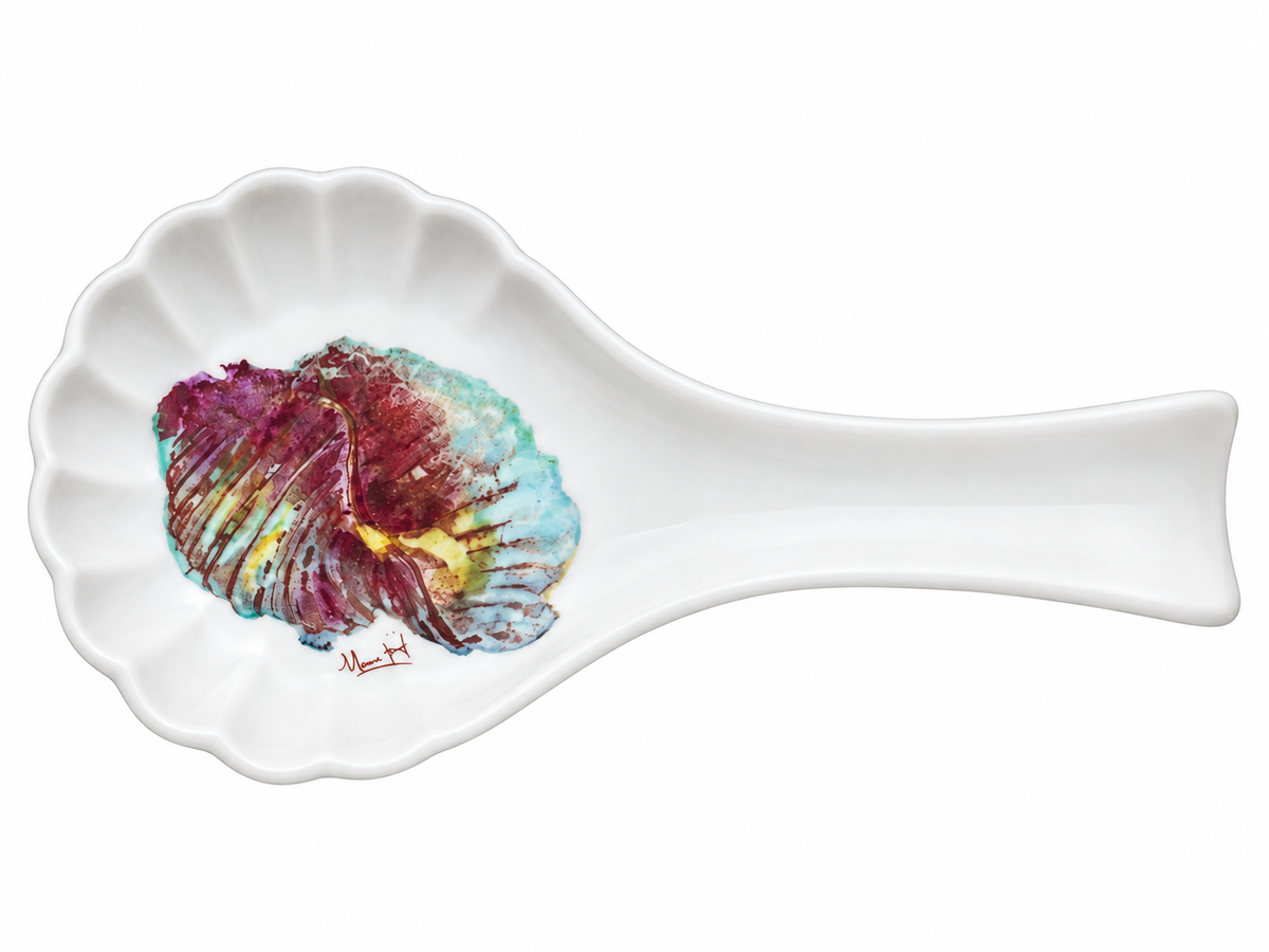 Hand-Painted Coastal Seashell Porcelain Spoon Rest