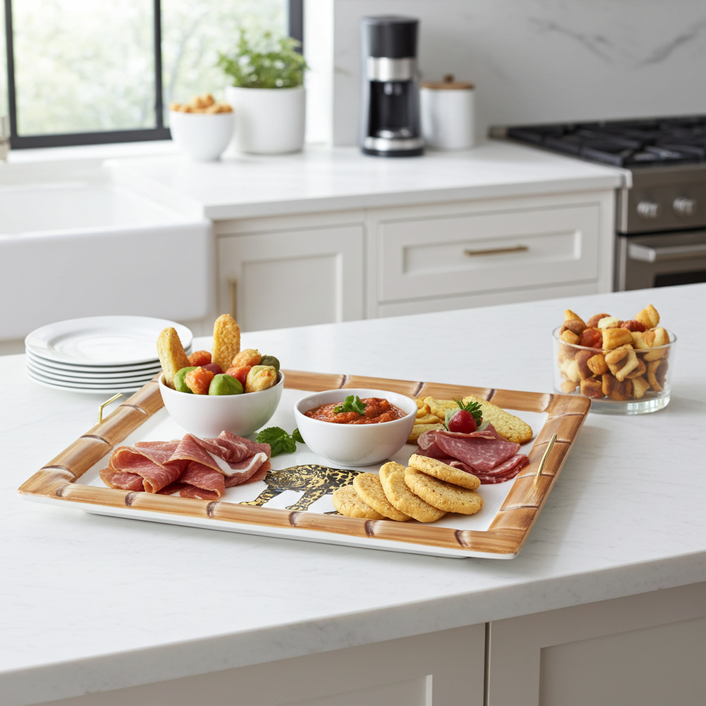10.5" White Square Plate with Hand-Painted Jaguar