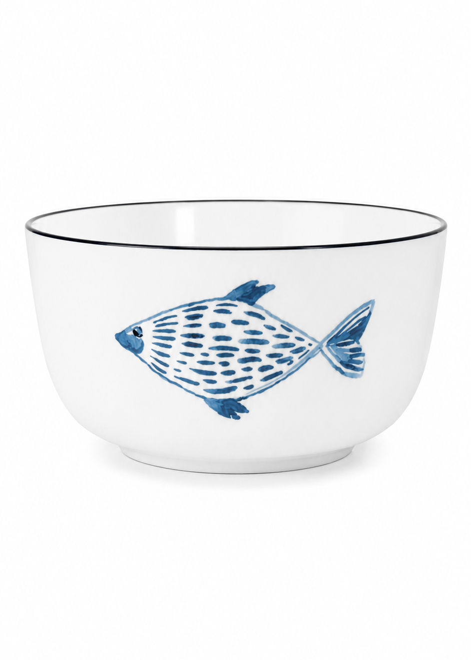 Blue Fish Porcelain Serving Bowl