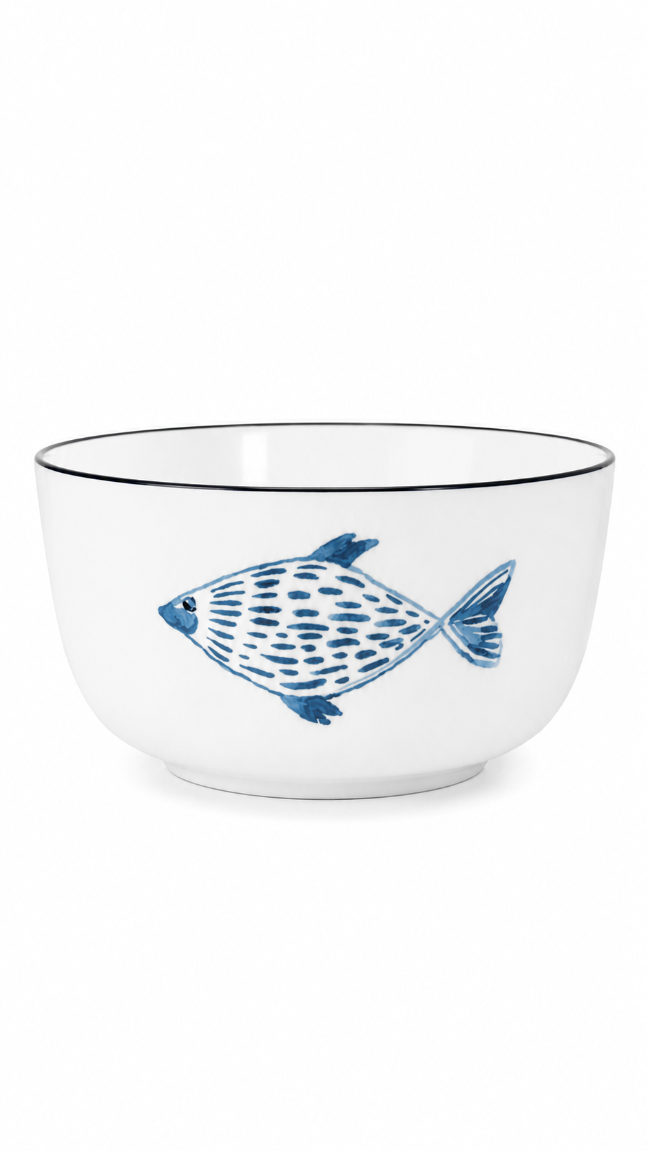 Coastal Blue Fish Porcelain Bowl