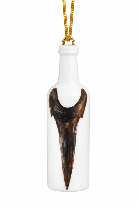 Hand-Painted Shark Tooth Teardrop Porcelain Ornament
