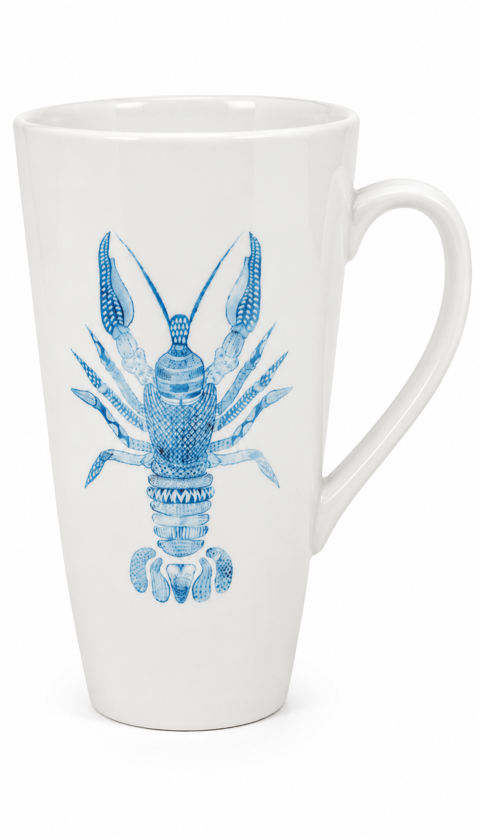 Hand-Painted Blue Lobster Porcelain Mug