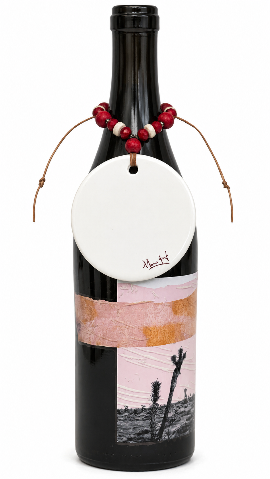 Hand-Painted Santa Porcelain Wine Bottle Tag