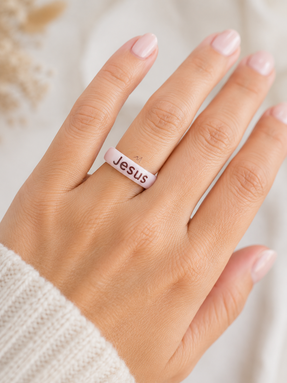 Jesus Porcelain Ring – Handcrafted Christian Faith Statement Ring for Everyday Wear