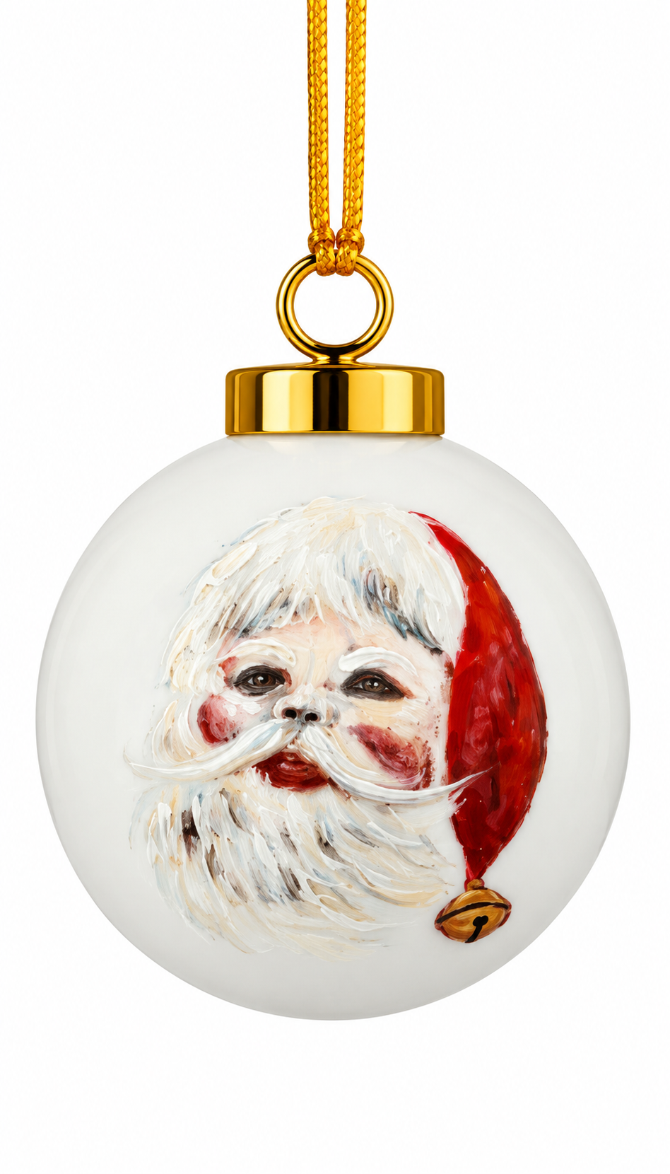Hand-Painted Vintage Santa Claus Porcelain Christmas Ornament