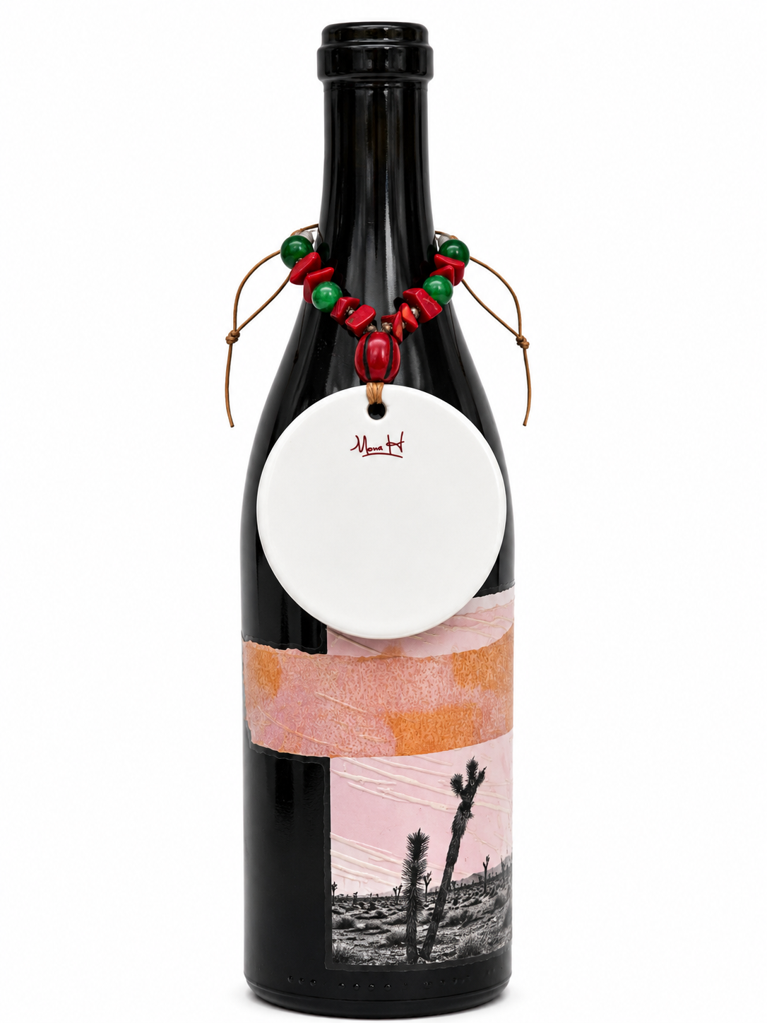 Hand-Painted Vintage Santa Porcelain Bottle Tag