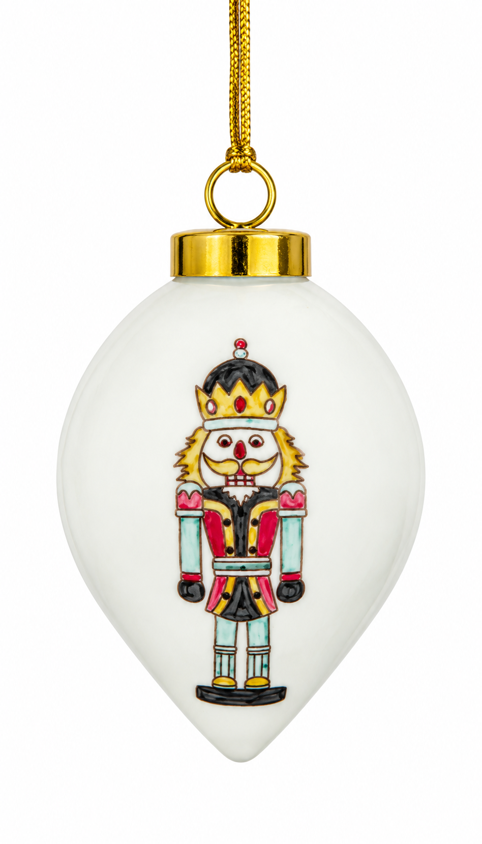 Hand-Painted Porcelain Nutcracker Christmas Ornament