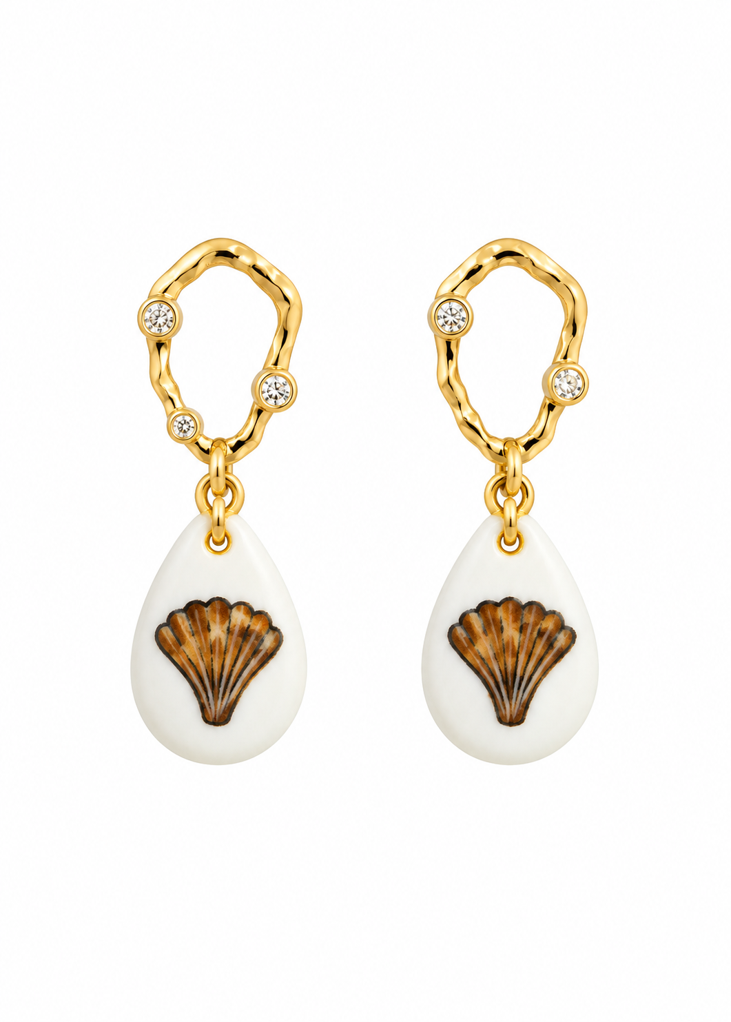 Hand-Painted Porcelain Seashell Drop Earrings